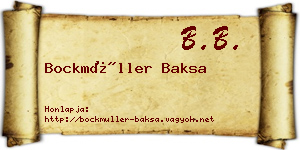 Bockmüller Baksa névjegykártya